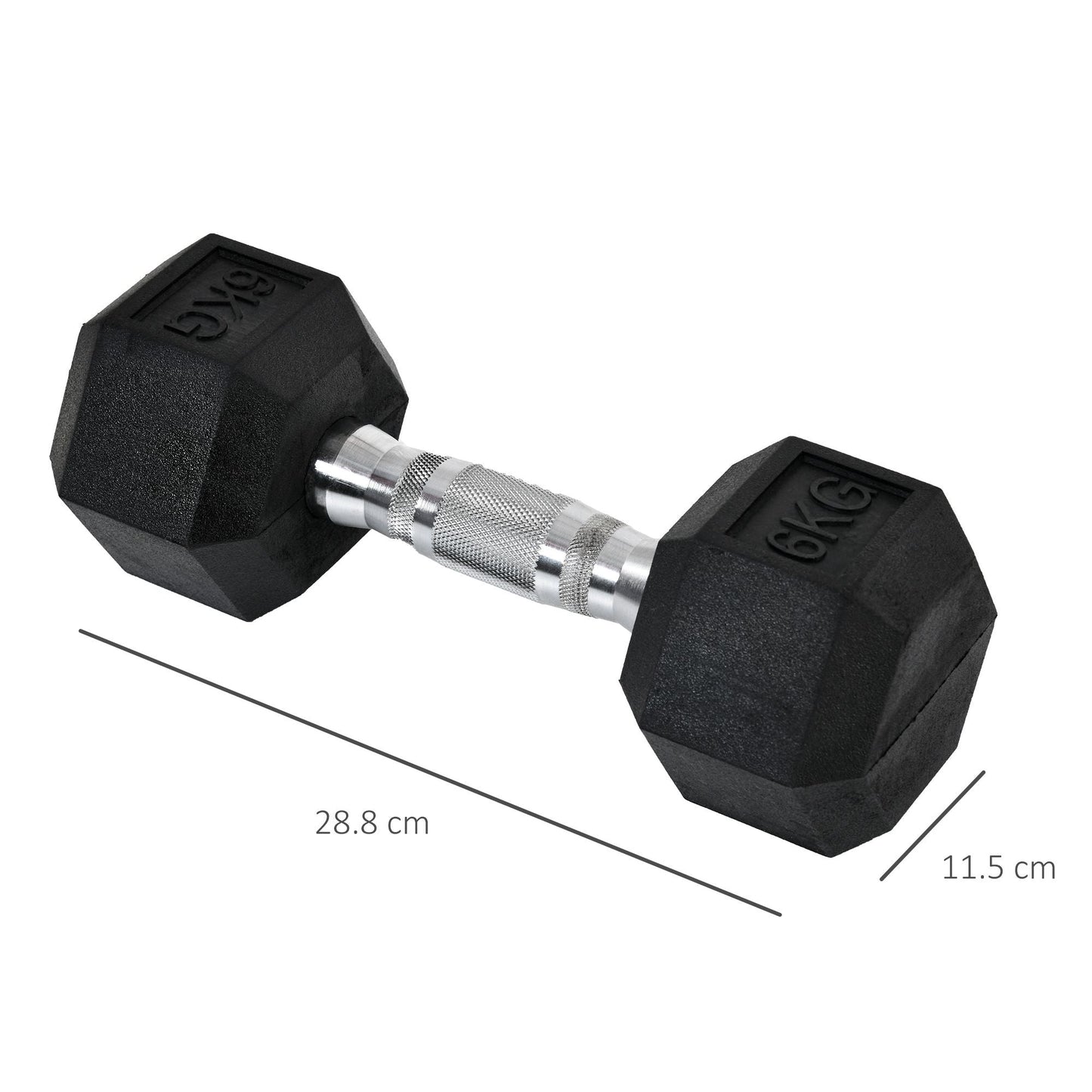 Set of 2 Rubber Hex Dumbbells for Weight Lifting - Black