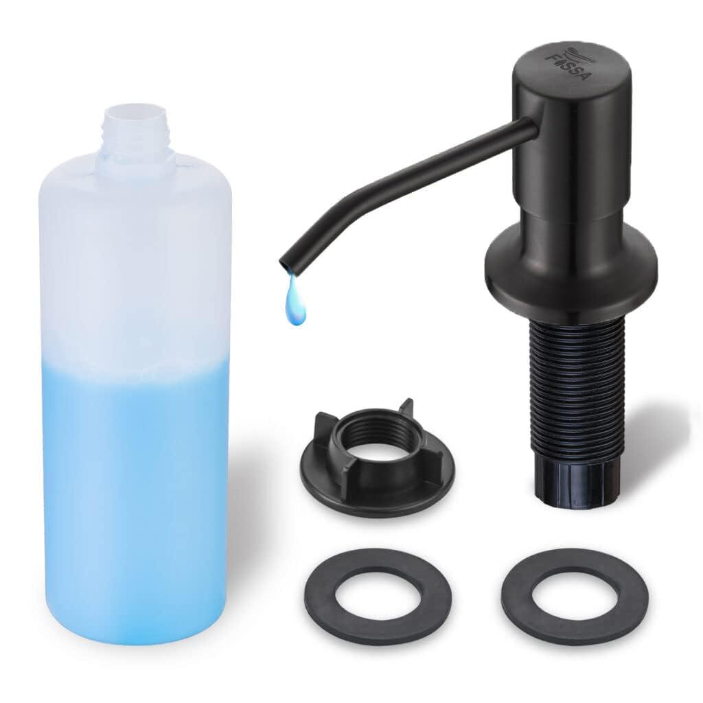 Fossa Soap Dispenser for Kitchen Sink Stainless Steel Built in Sink Soap Dispenser with Refillable Bottle 300ml Capacity Black