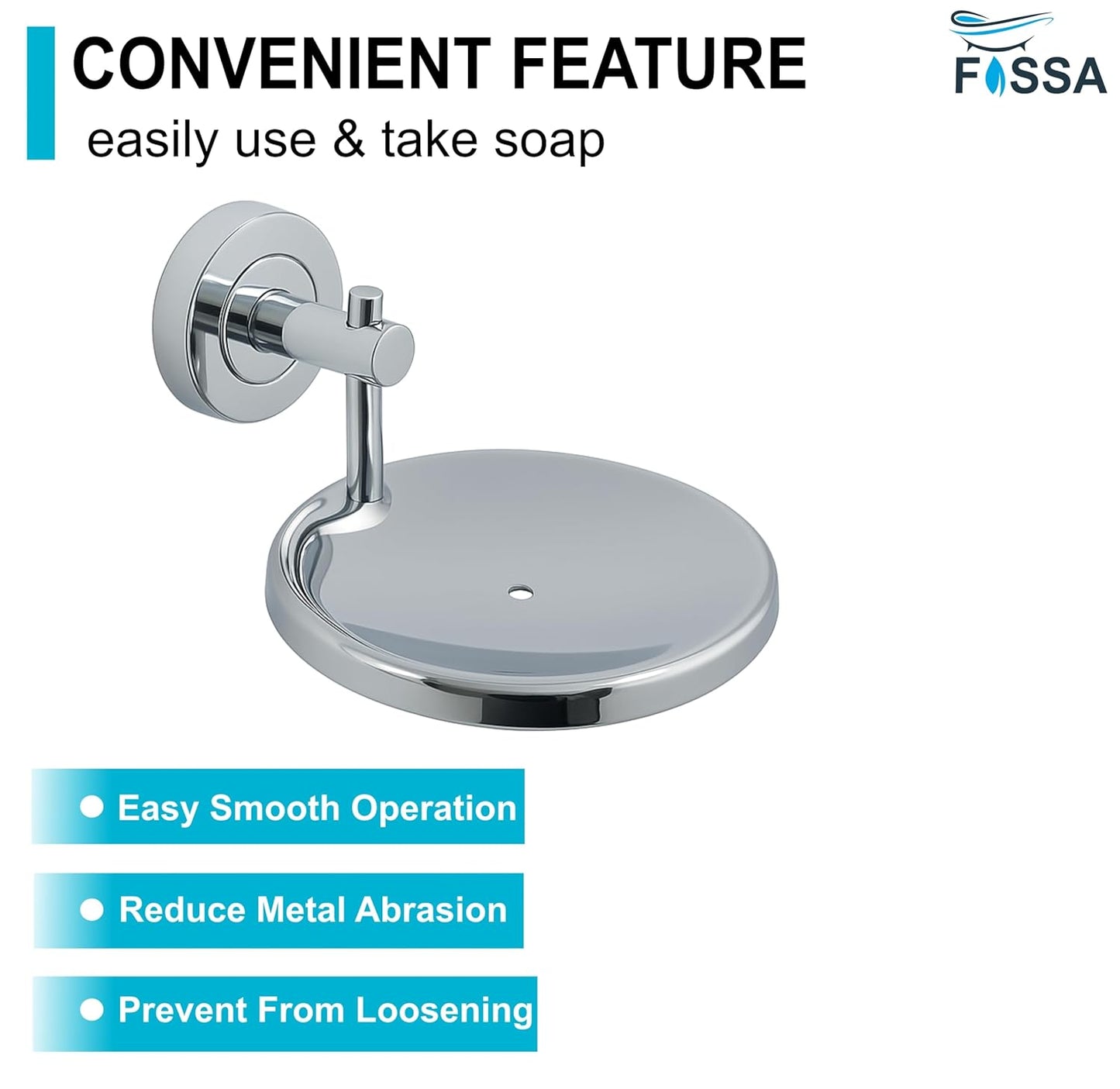 Fossa Rainbow Stainless Steel Round Soap Holder for Bathroom, Soap Stand, Bathroom Accessories Matte Finish (Silver)