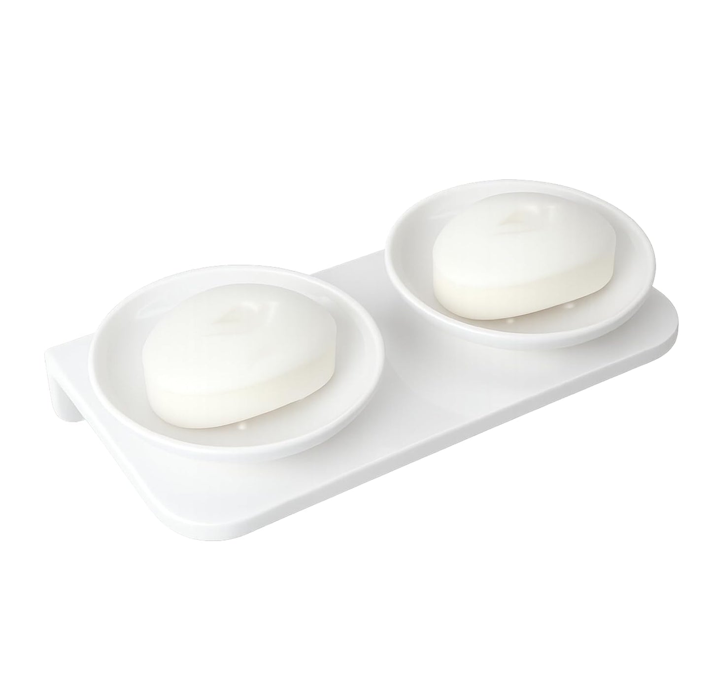 Fossa Classic Quartz Ceramic Unbreakable Double Round Soap Dish – Wall Mounted, Rust-Proof, Self-Drain | Space-Saving Soap Holder for Bathroom – White (Glossy Finish)