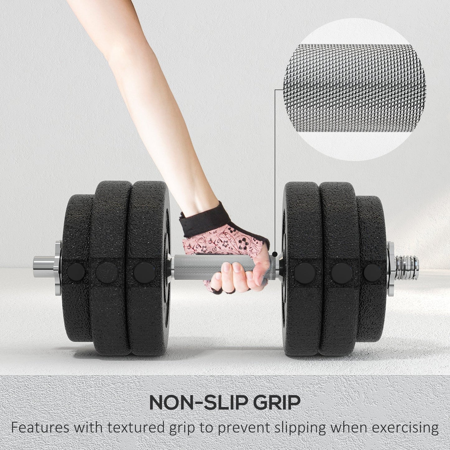 30kg Adjustable Dumbbells Set with Chrome Finish Bars for Home Gym