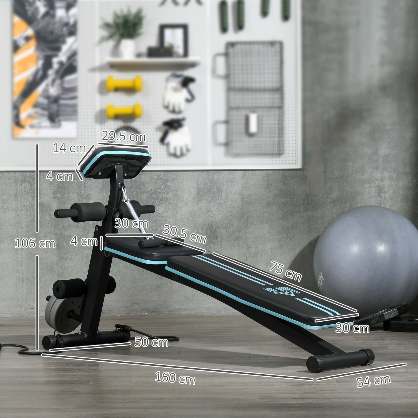 Adjustable Foldable Weight Bench with Padded Seat - Blue