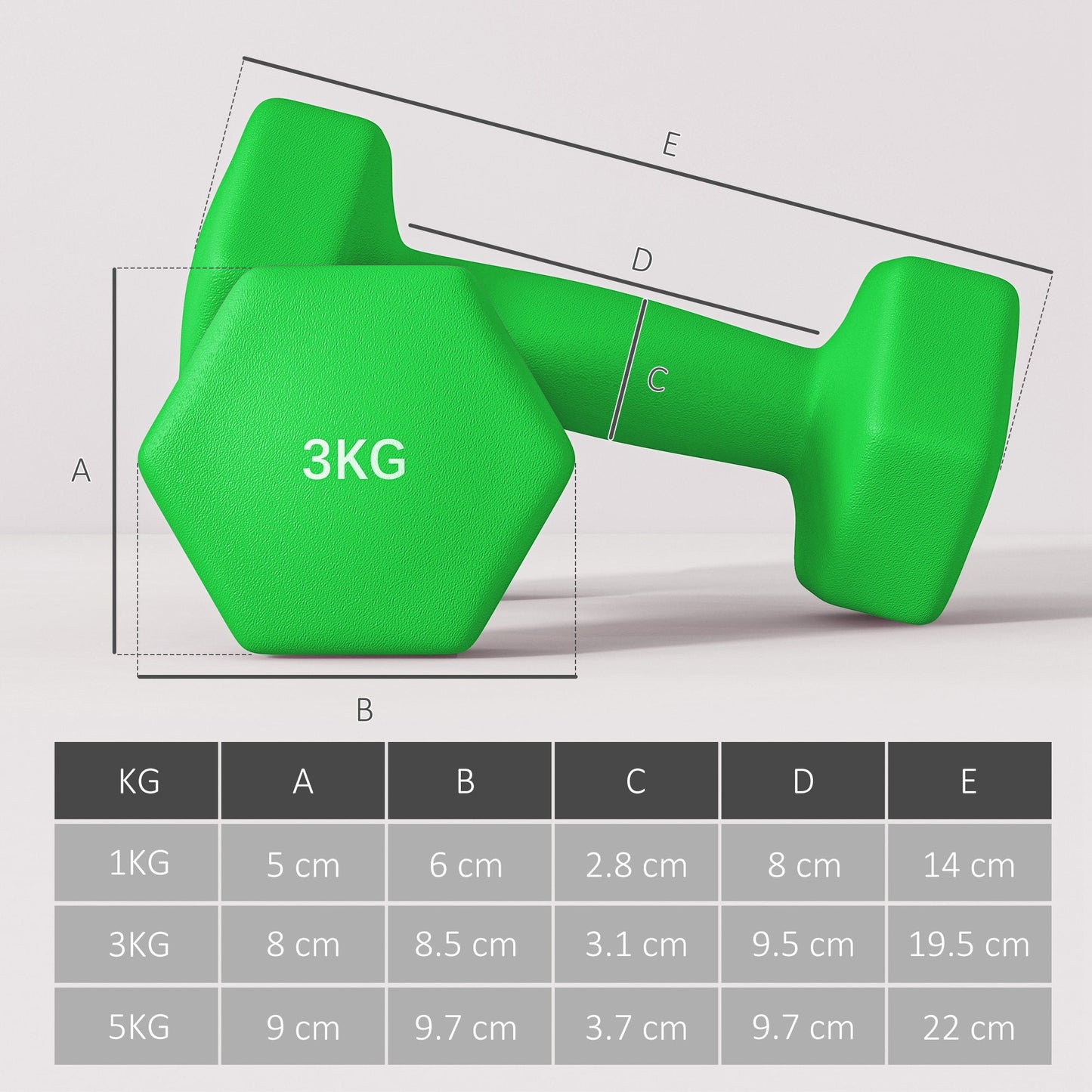 Set of 6 Dumbbells with Storage Rack - Hex Weight Lifting Kit