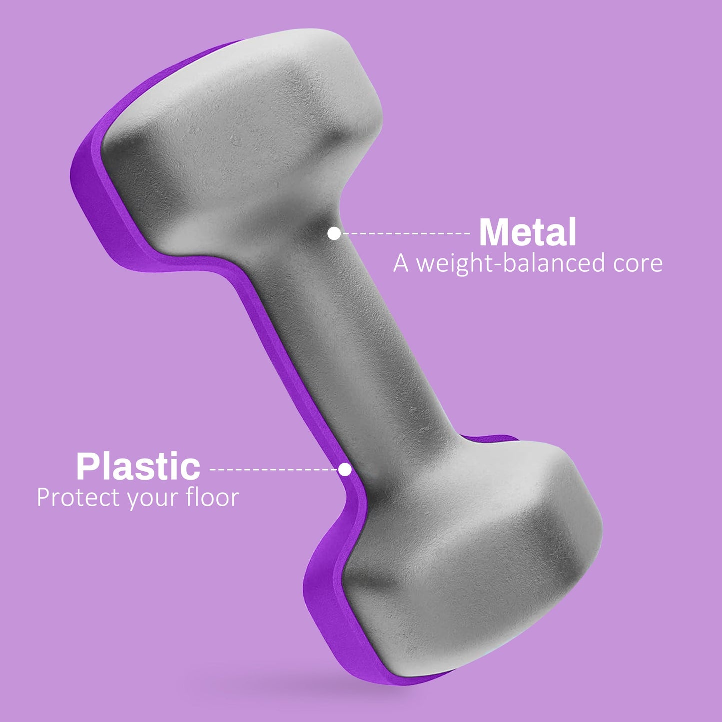Set of 2 Hexagonal Dumbbells 4kg with Non-Slip Grip - Purple