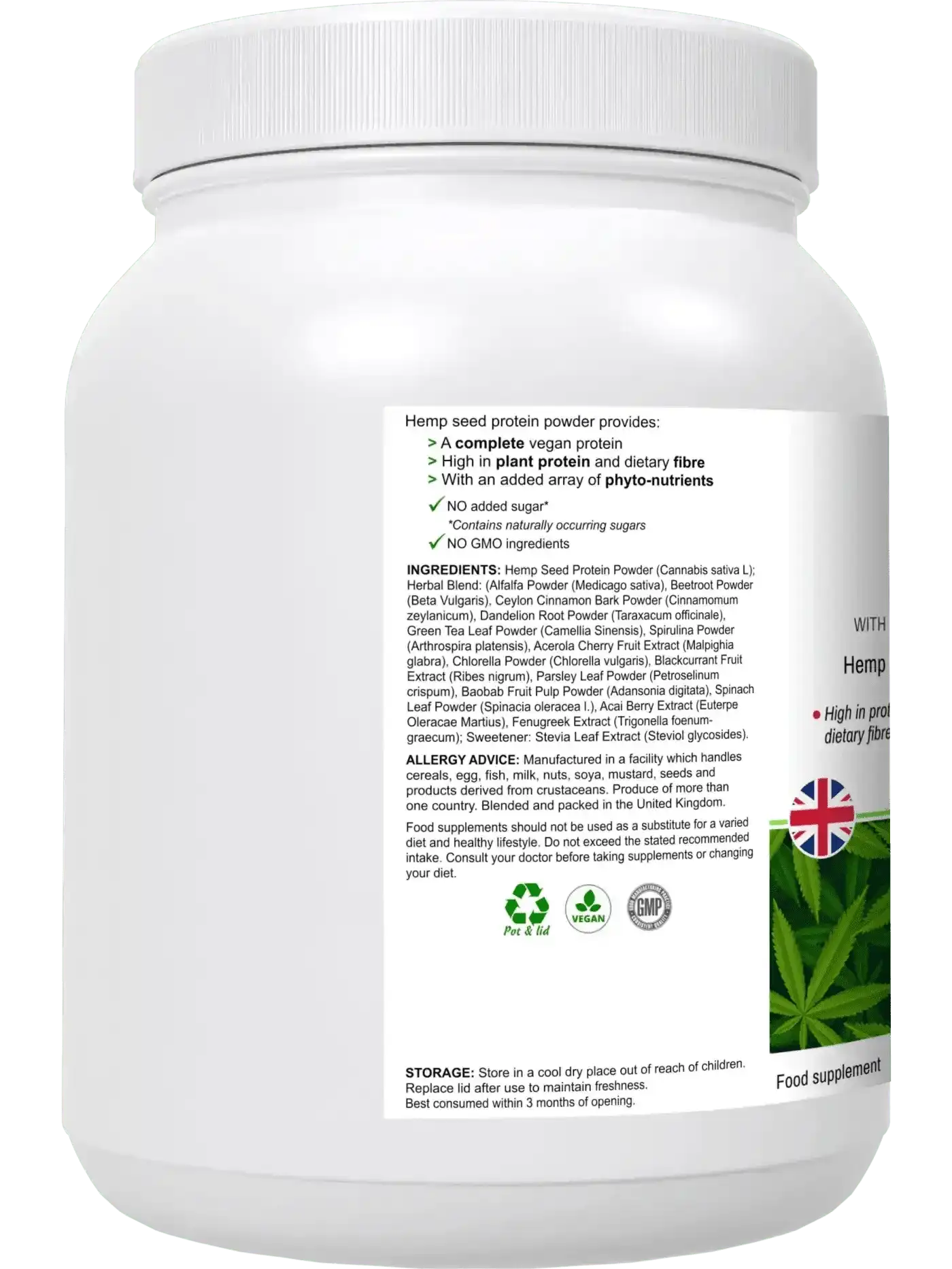 HyperHemp Vegan Hemp Protein Powder – 500 g | Plant‑Based, High Protein, UK‑Made