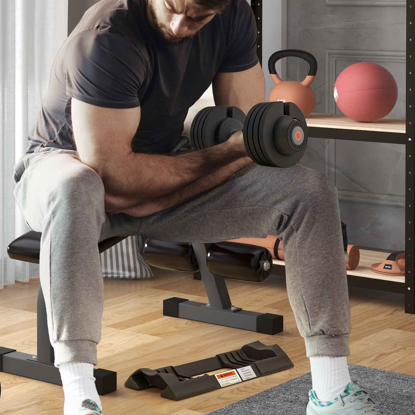 Adjustable Dumbbells Set, 4-in-1 Weights Set with Storage Tray and Non-Slip Handle, 6KG 11KG 16KG 20KG | SPORTNOW
