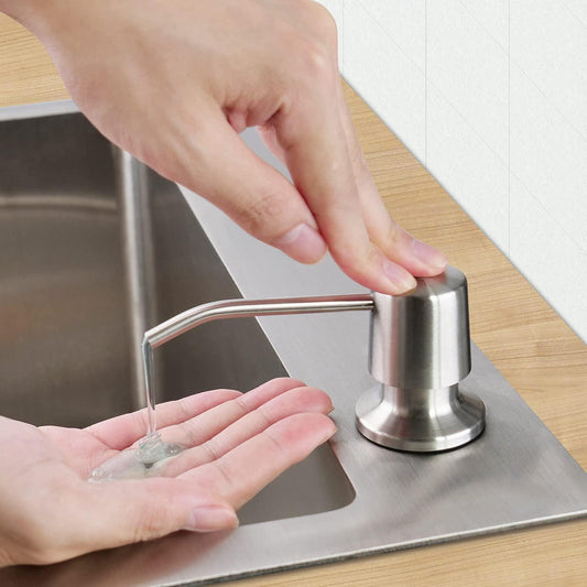 Fossa Soap Dispenser for Kitchen Sink Stainless Steel Built in Sink Soap Dispenser with Refillable Bottle 300ml Capacity Brushed Nickel