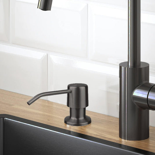 Fossa Soap Dispenser for Kitchen Sink Stainless Steel Built in Sink Soap Dispenser with Refillable Bottle 300ml Capacity Black