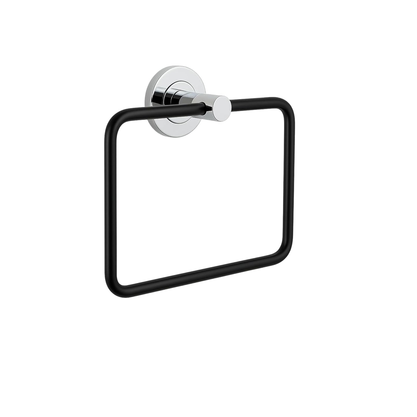 Fossa Stainless Steel Square Towel Ring for Bathroom, Napkin Holder for Wash Basin, Napkin Holder Chrome Finish (Black + Silver)