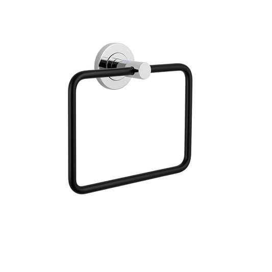Fossa Stainless Steel Square Towel Ring for Bathroom, Napkin Holder for Wash Basin, Napkin Holder Chrome Finish (Black + Silver)