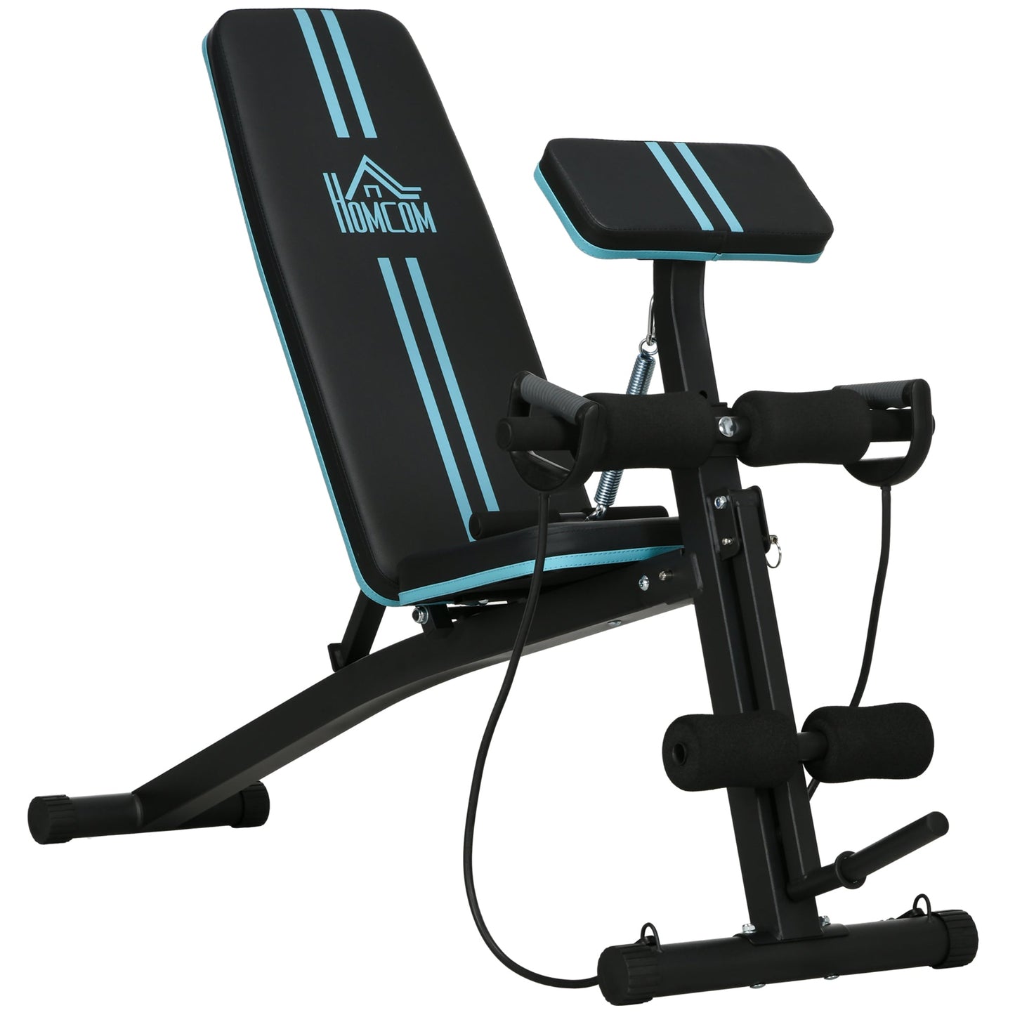 Adjustable Foldable Weight Bench with Padded Seat - Blue