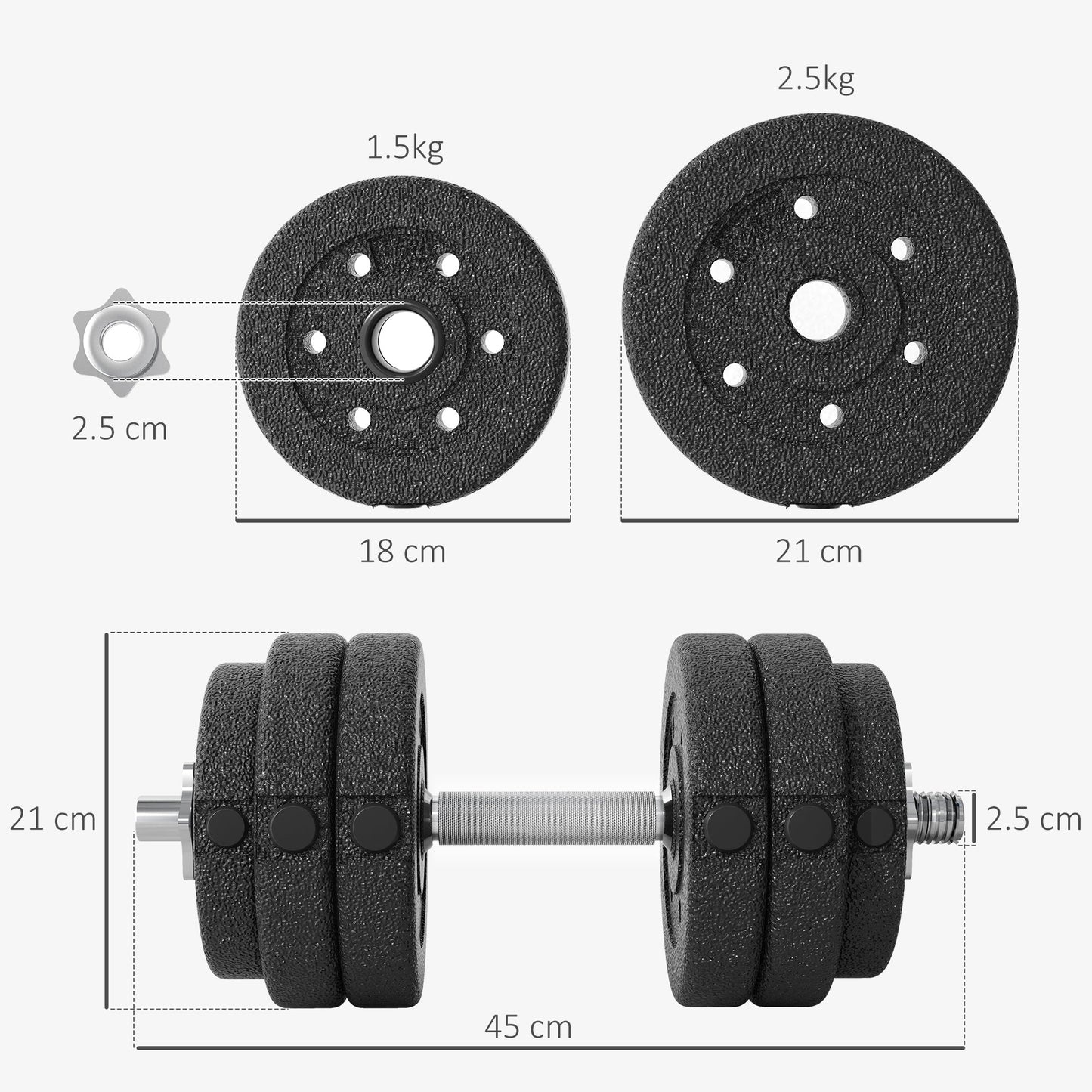 30kg Adjustable Dumbbells Set with Chrome Finish Bars for Home Gym
