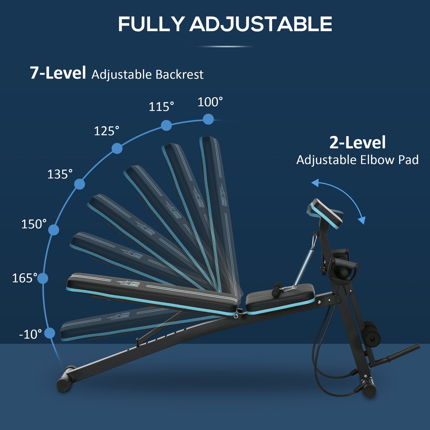 Adjustable Foldable Weight Bench with Padded Seat - Blue